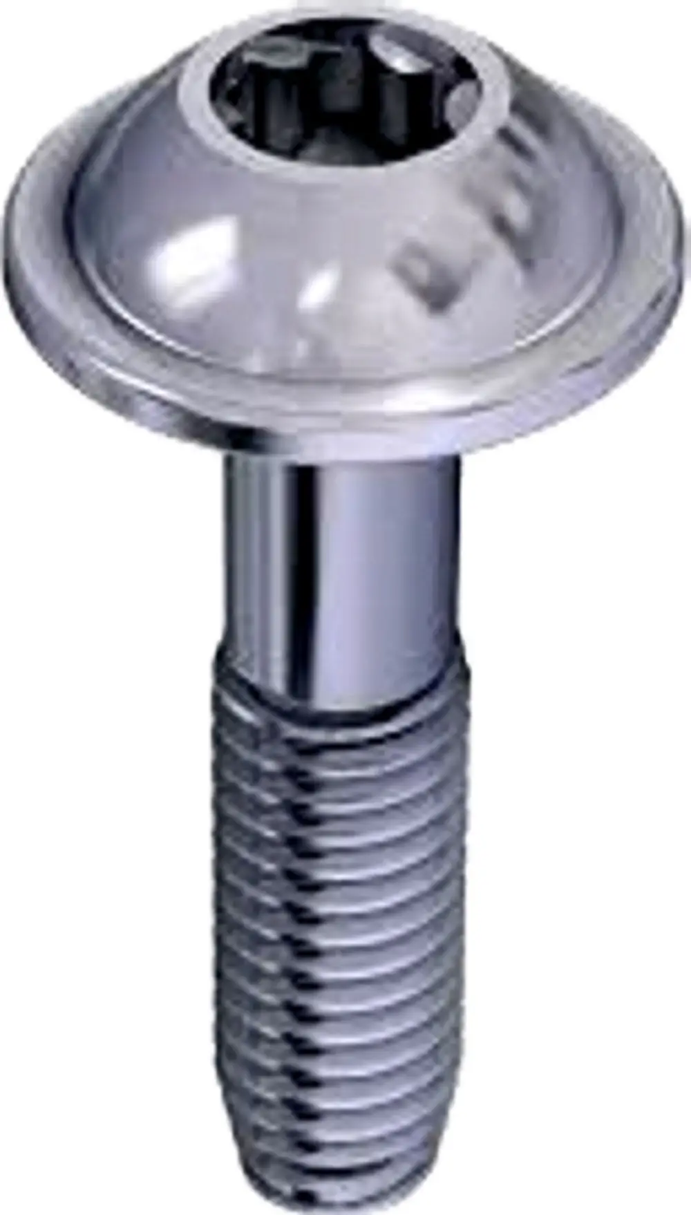 Edelstahl-Schraube mit rundem Kopf und gewendeltem Schaft, typischerweise verwendet in mechanischen Anwendungen, hergestellt von der Marke Wolf.
